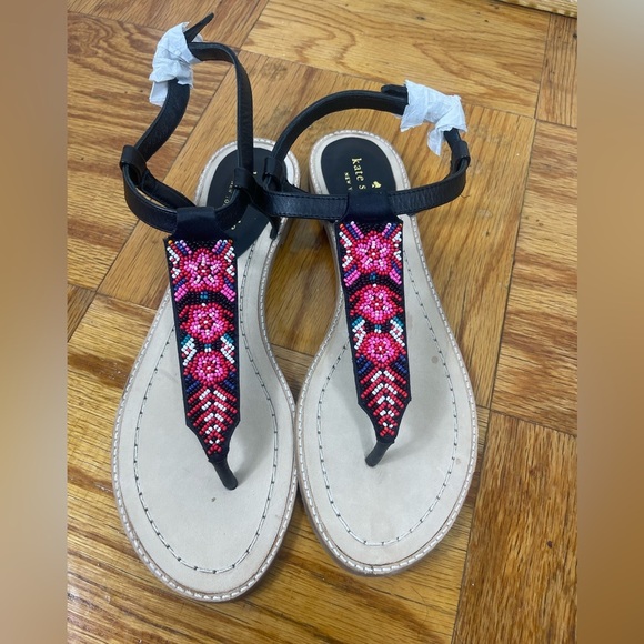 ❇️ NEW Kate Spade Sabrosa black bead sandals size 9M - Picture 1 of 5